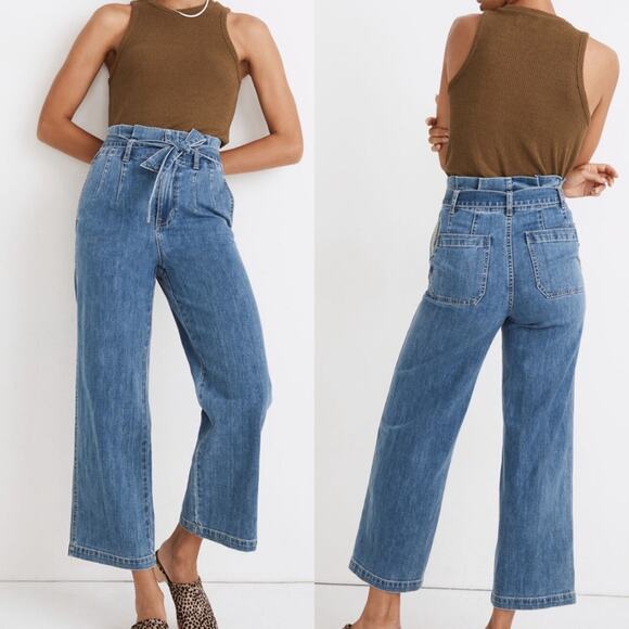 Madewell Denim - Madewell Paperbag Wide Leg Crop Jeans 27 Bygrove Wash